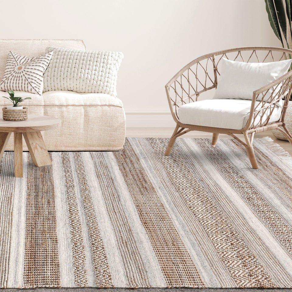 Deckchair Handwoven Jute & Wool Rug