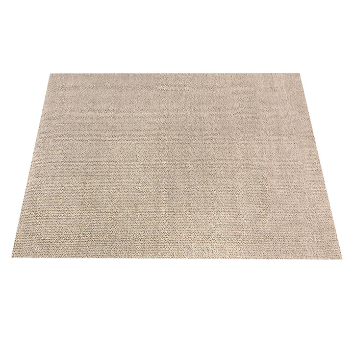Hopsack flatweave wool rug in light beige with a nubby popcorn weave, in a living room