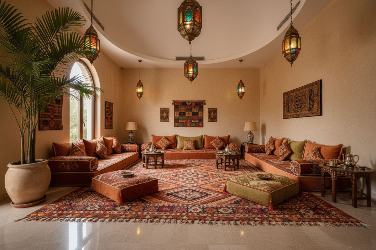 How to Style a Rug in a Dubai Home: Majlis, Living Room and Outdoor Spaces