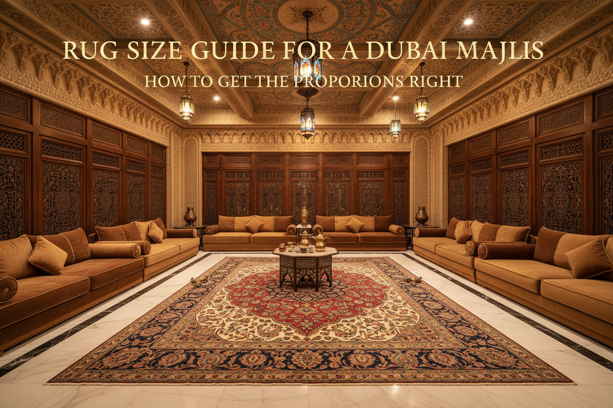 Rug Size Guide for a Dubai Majlis: How to Get the Proportions Right