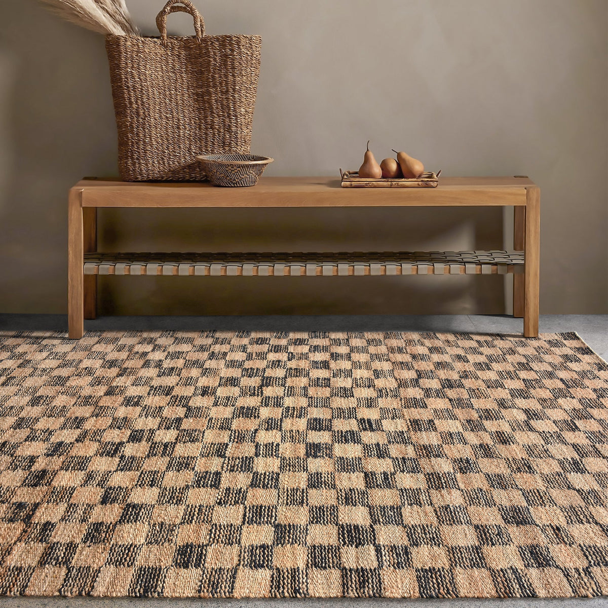 Chessboard Handwoven Jute Rug