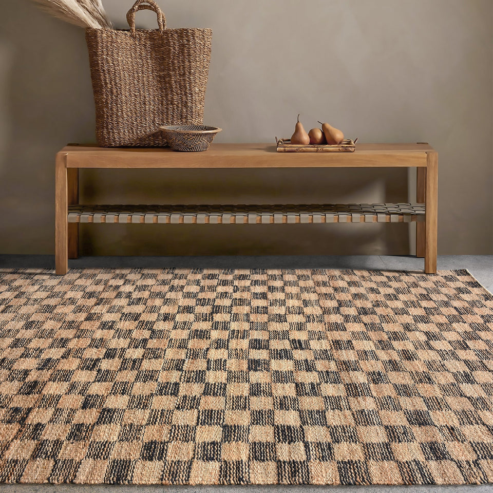 Chessboard Handwoven Jute Rug