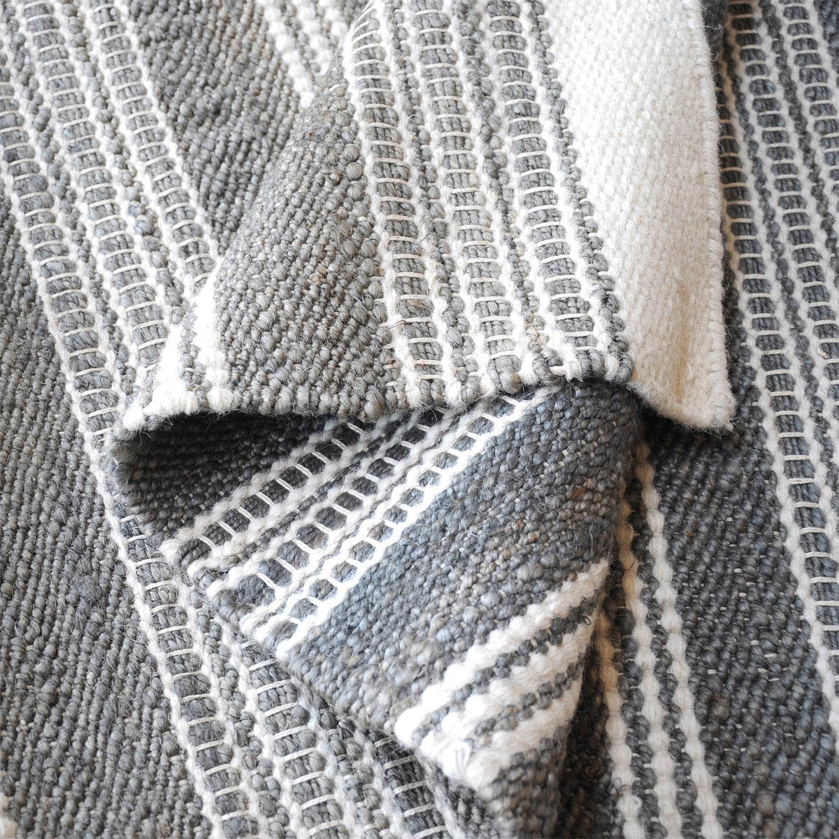 Pinstripe Handwoven Hemp & Wool Rug