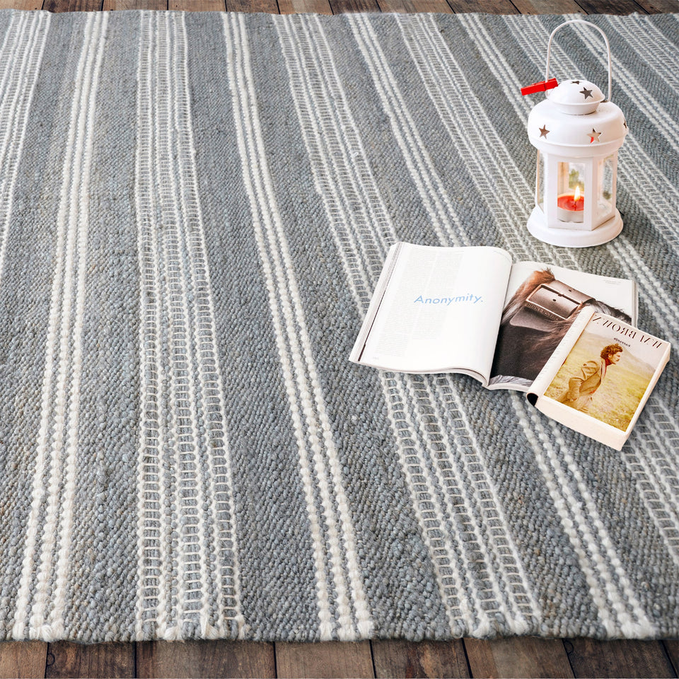 Pinstripe Handwoven Hemp & Wool Rug