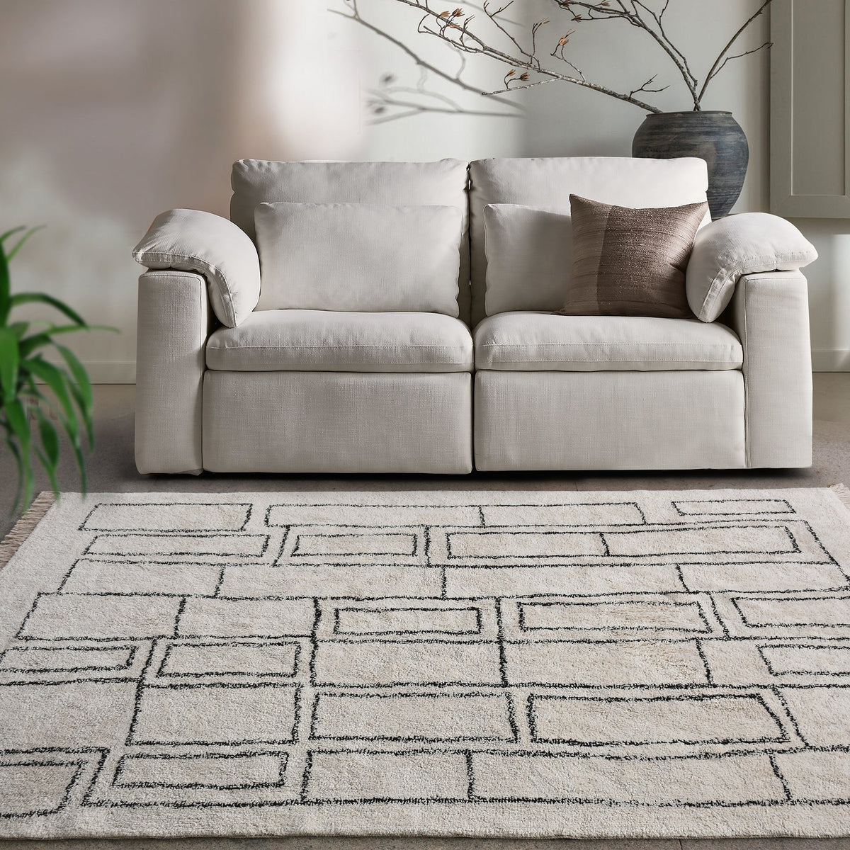 Brickwork Tufted Cotton Rug