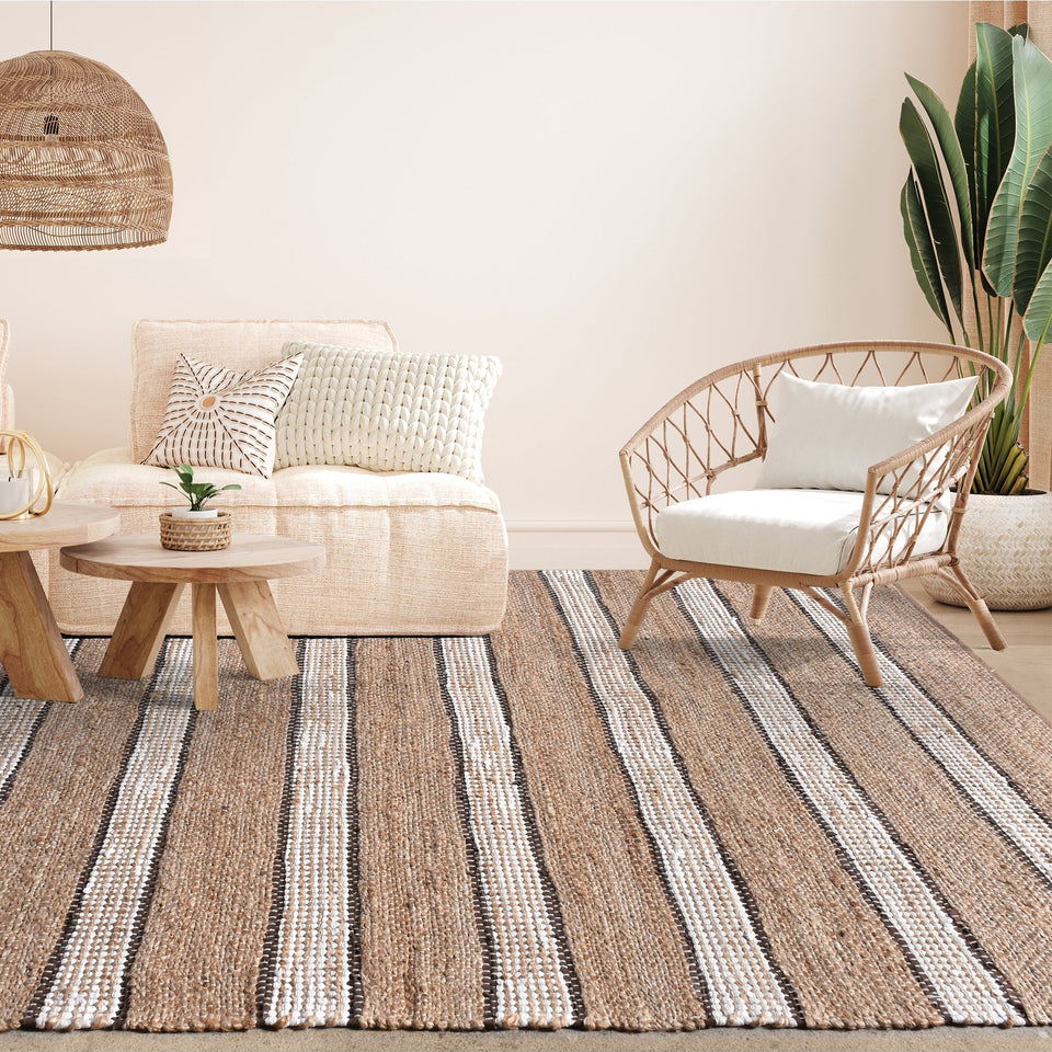 Hessian Handwoven Hemp & Leather Rug